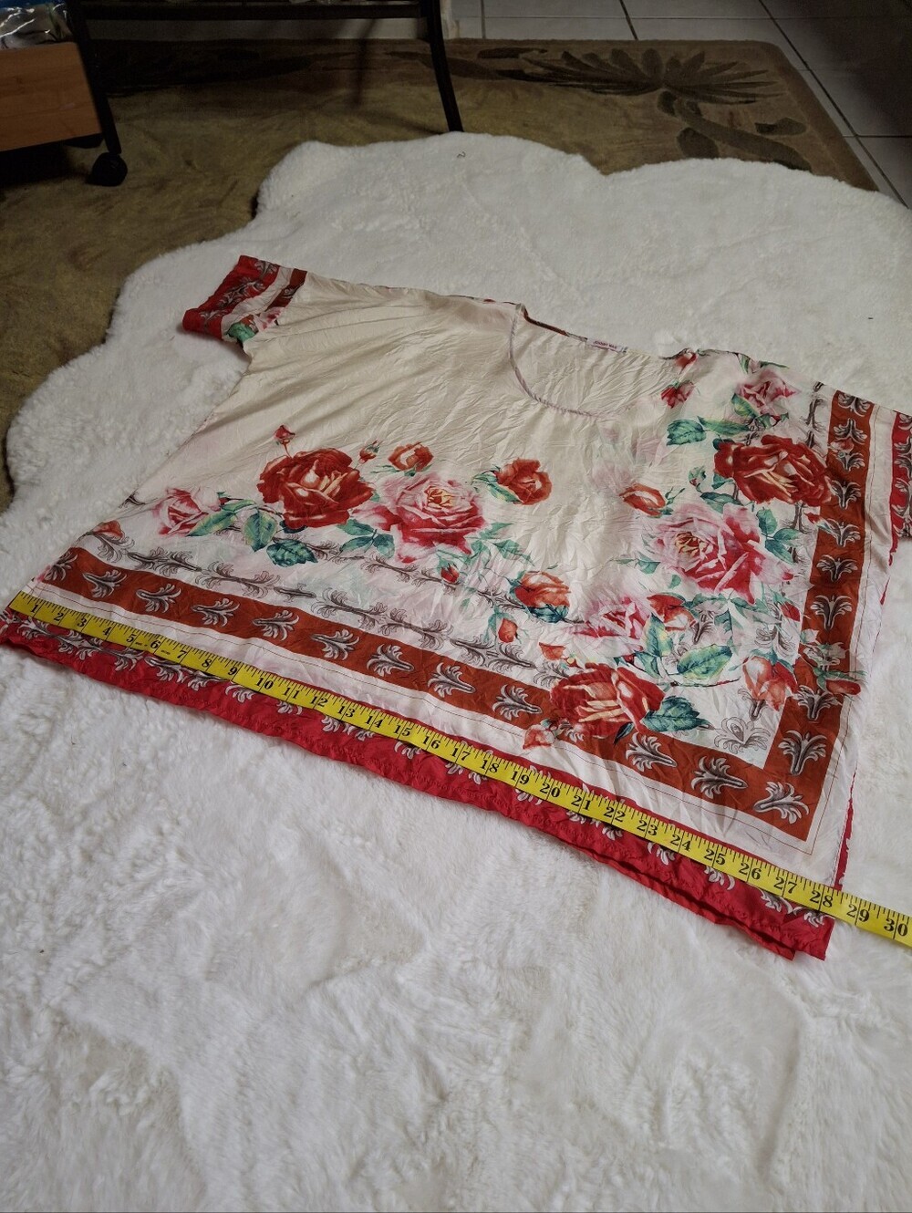 Johnny Was Secret Garden Silk Floral Tunic Blouse Poncho Top Women Size Large - Picture 13 of 16